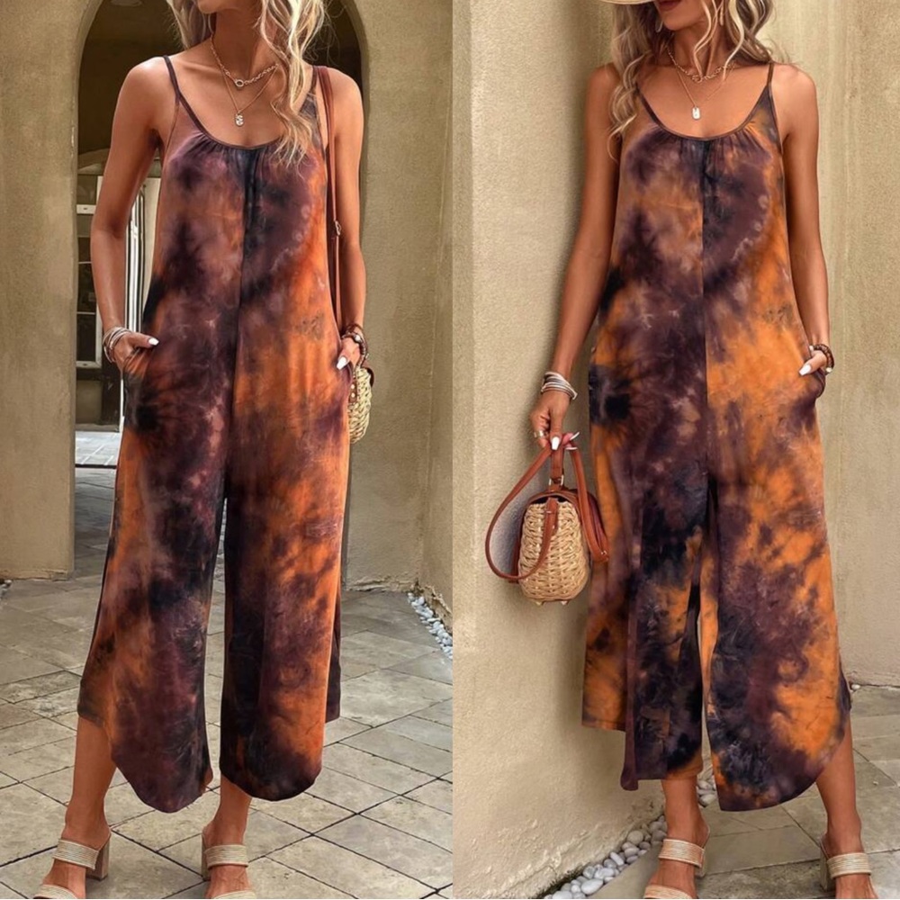 Tie dye vibrant Wide Leg Cami Jumpsuit - Picture 1 of 2